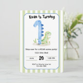 Editable Dinosaur 1st Birthday Invitation  (Debout devant)