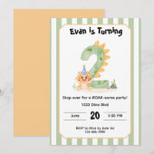 Editable Dinosaur 2nd Birthday Invitation  (Devant / Derrière)