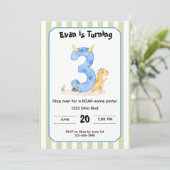 Editable Dinosaur 3rd Birthday Invitation  (Debout devant)