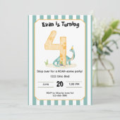 Editable Dinosaur 4th Birthday Invitation  (Debout devant)