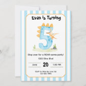 Editable Dinosaur 5th Birthday Invitation  (Devant)