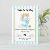 Editable Dinosaur 5th Birthday Invitation  (Debout devant)