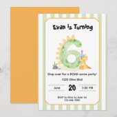 Editable Dinosaur 6th Birthday Invitation  (Devant / Derrière)