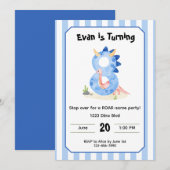 Editable Dinosaur 8th Birthday Invitation  (Devant / Derrière)