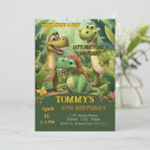 Editable Dinosaur Birthday Invitation Template Kaart (Staand voorkant)