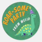 editable Dinosaur Party Sticker (Voorkant)
