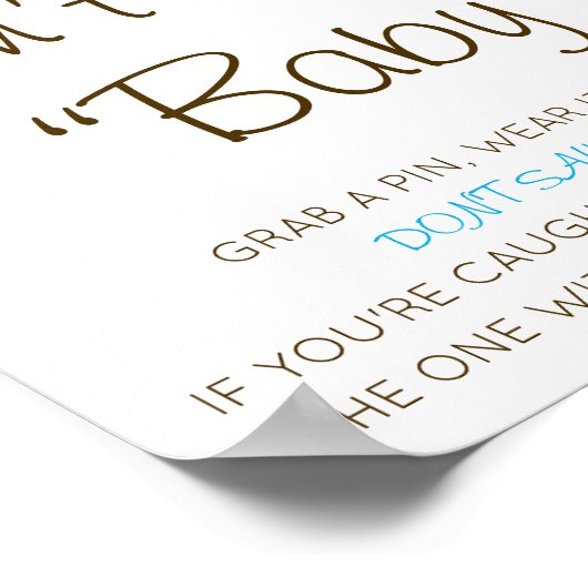 Editable Don't Say Baby Sign, attrapez une affiche (Coin)