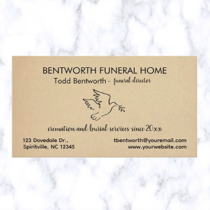 Editable Dove Funeral Home Director Visitekaartje