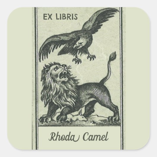 Editable Eagle and Lion Bookplate Vierkante Sticker (Voorkant)