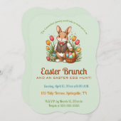 Editable Easter Brunch Egg Hunt Bunny and Tulips Kaart (Voorkant / Achterkant)