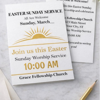 Editable Easter Church Invitation Sunday Service Kaart
