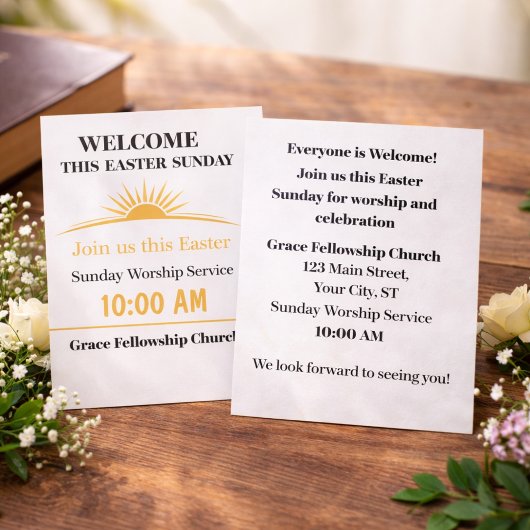 Editable Easter Church Service Invitation Card