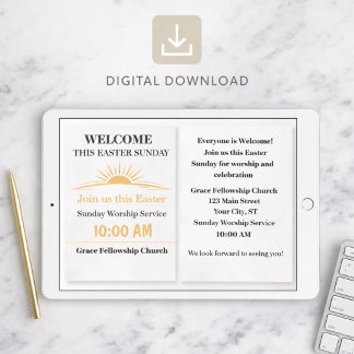 Editable Easter Church Service Invitation Card Kaart