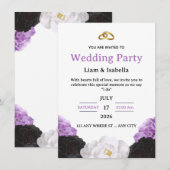 Editable Elegant Purple Floral Wedding Invitation (Devant / Derrière)