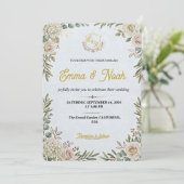 Editable Elegant Sage Gold Wedding Invitation (Debout devant)