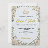 Editable Elegant Sage Gold Wedding Invitation (Devant)
