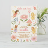Editable Fairy Garden Invitation d'anniversaire (Debout devant)