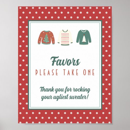 Editable Favor Sign Ugly Sweater Party Poster (Voorkant)