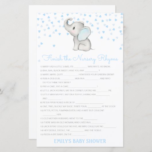 Editable Finish the Nursery Rhyme with Answer (Voorkant / Achterkant)