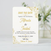 Éditable Fleur Or Save The Date (Debout devant)