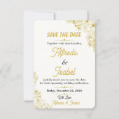 Éditable Fleur Or Save The Date (Devant)