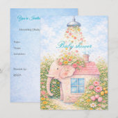 Editable Floral Baby Shower Invitation  (Devant / Derrière)