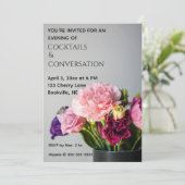 Editable Flowers Cocktails and Conversation Kaart (Staand voorkant)