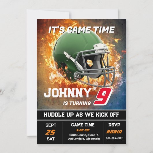 Editable Football Birthday Invitation (Devant)