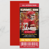 Editable Football Ticket Birthday Invitation (Devant / Derrière)