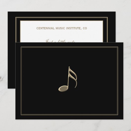 Editable Formal Black Gold Music Note Gold Border Kaart (Voorkant / Achterkant)