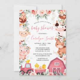 EDITABLE Girl Boerderij Baby shower Invitation Kaart