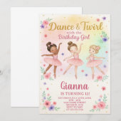 Editable Girl's Dance-uitnodiging Kaart (Voorkant / Achterkant)