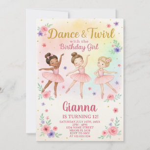 Editable Girl's Dance-uitnodiging Kaart