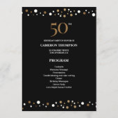 Editable Gold and Black confetti 50e verjaardag Programma (Achterkant)