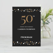 Editable Gold and Black confetti 50e verjaardag Programma (Staand voorkant)