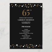 Editable Gold and Black confetti 65e verjaardag Programma (Achterkant)
