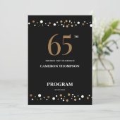 Editable Gold and Black confetti 65e verjaardag Programma (Staand voorkant)