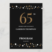 Editable Gold and Black confetti 65e verjaardag Programma (Voorkant)