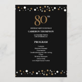 Editable Gold and Black confetti 80e verjaardag Programma (Achterkant)