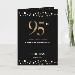 Editable Gold Black confetti 95e verjaardagsprogra Programma