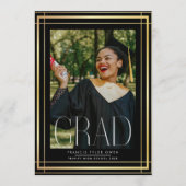 Editable Gold Border High School Photo Afstuderen Aankondiging (Voorkant)