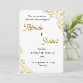 Editable Gold Floral Wedding Invitation Template (Debout devant)