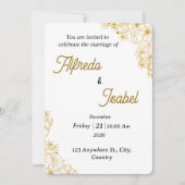 Editable Gold Floral Wedding Invitation Template (Devant)