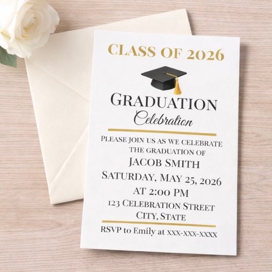 Editable Graduation Invitation 5x7 