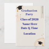 Editable Graduation Invitation 7x5 – Minimal Horiz (Devant / Derrière)