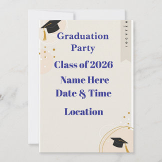 Editable Graduation Invitation 7x5 – Minimal Horiz Feestdagenkaart