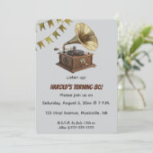 Editable Gramophone and Bunting Kaart (Staand voorkant)
