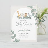 Editable Greenery Baby Shower Invitation for Boy  (Debout devant)