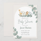 Editable Greenery Baby Shower Invitation for Boy  (Devant / Derrière)