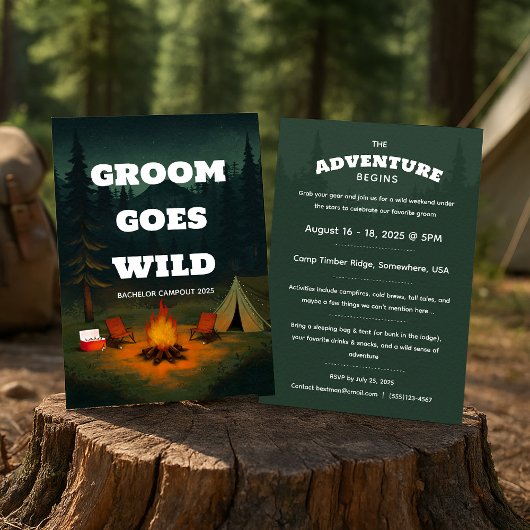 EDITABLE Groom Goes Wild Bachelor Party Uitnodigin Kaart